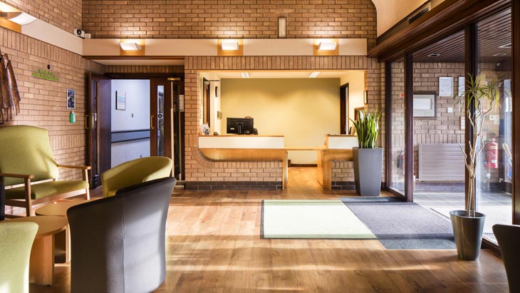 Reception at Nuffield Health Derby Hospital